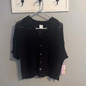 Wild Fable Black Textured Knit Cardigan